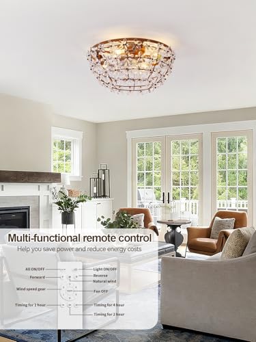 18" Flower Fandelier Ceiling Fan with Light (Flower Crystal Fandelier Ceiling Fan)