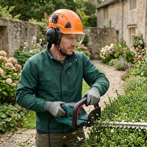 Arborist Helmet Kit with Visor (Orange / Glove Size (M))
