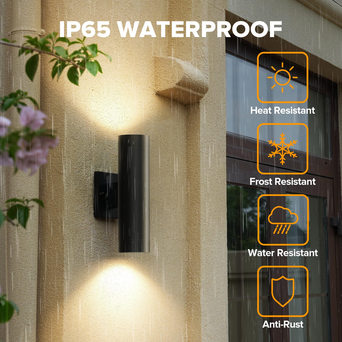 Outdoor Wall Light Fixtures (Black-On/Off / 2 Pack)
