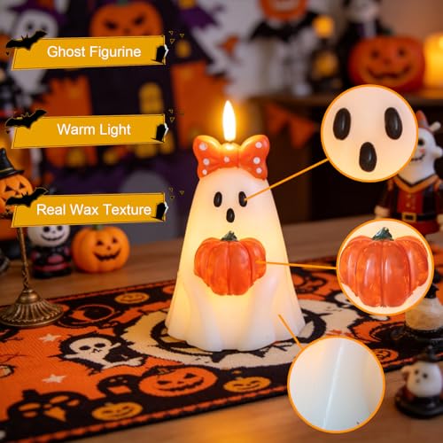 Halloween Ghost Candles Battery Operated with Timer Flameless Flickering