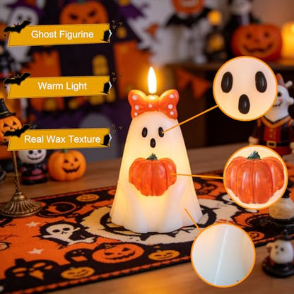 Halloween Ghost Candles Battery Operated with Timer Flameless Flickering