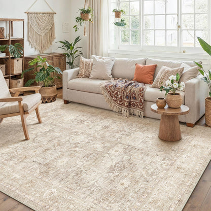 6x9 Beige Neutral Living Room Bedroom Area Rug (Rw | Ly-beige / 6' x 9' (Rectangular))