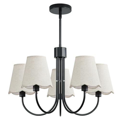 Dining Room Chandelier with Fabric Shades