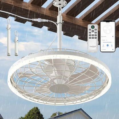 Smart Waterproof Gazebo Ceiling Fan with Light