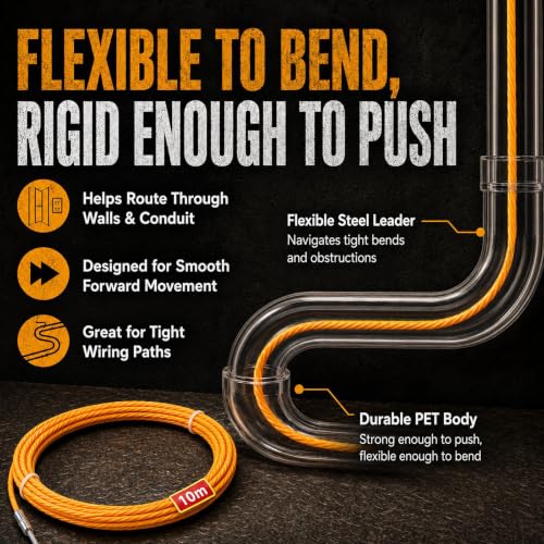 Fish Tape Wire Puller Through Wall Wire Threader Fish plus Fish Cable Fastener with Steel rope