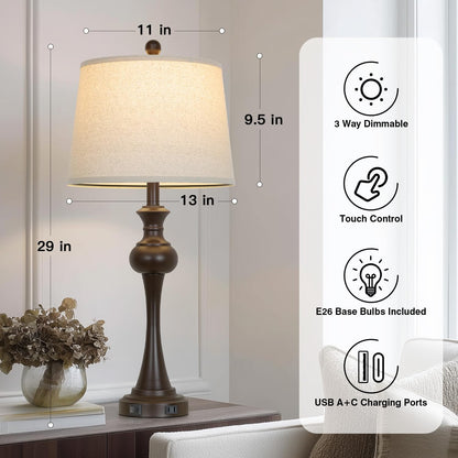 Brown Table Lamps Set of 2 (Brown-Set of 2)