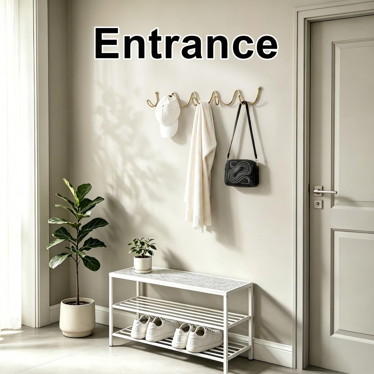 Wavy Wall Mount Coat Rack (Gold-1Piece / 19" x 2.95" (49cm x 7.5cm))