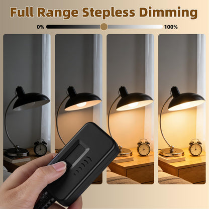 Plug in Dimmer Switch for Lamp Full Range Slide Control Lamp Dimmer (Black / 1-Pack)