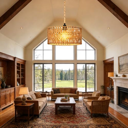 Boho Rattan Chandelier