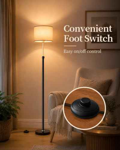 Upgraded】Floor Lamp for Living Room & Bedroom (Black Gold 2700K)