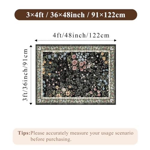 3x4 Washable Entryway Area Rug (Black / 3x4)