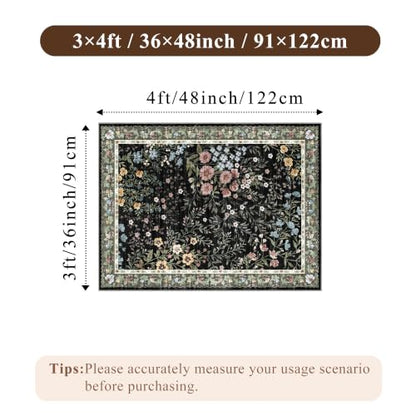 3x4 Washable Entryway Area Rug (Black / 3x4)