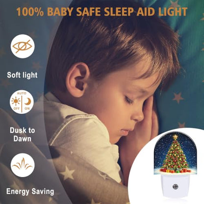Night Light Christmas Night Lights Plug into Wall with Dusk to Dawn Smart Sensor for Bedroom Bathroom Hallway Kitchen (Christmas 01)