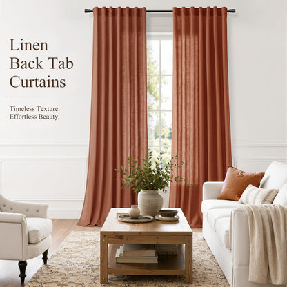 Terracotta Linen Curtains 102 Inches Long for Living Room 2 Panels (Terracotta / 52"W x 102"L (Pack of 2))