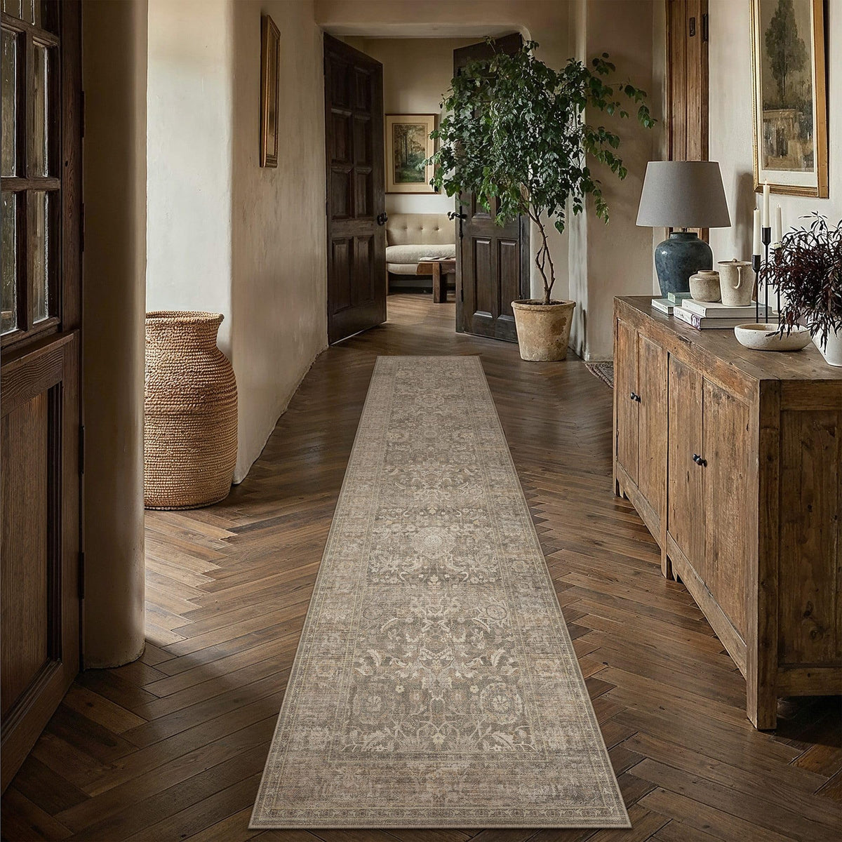 Hallway Runner Rugs 2x8 Light Brown Vintage Rug (Retro | Light Brown / 2' x 8' (Runner))