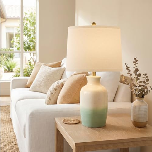 Farmhouse Ceramic Table Lamp for Living Room with Natural Textured Finish