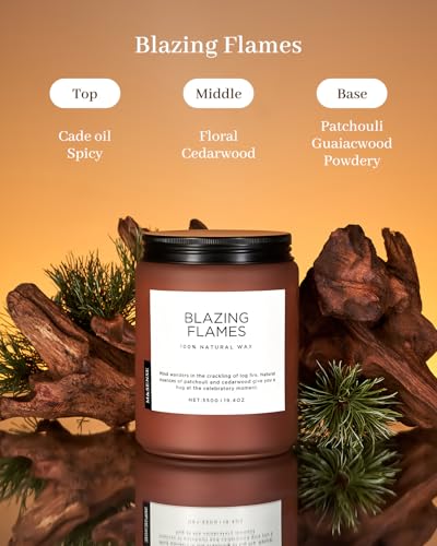 Blazingflames Scented Smoky Amber Woodsy Fireplace Candle 19.4Oz (Large Jar / Blazing Flames)