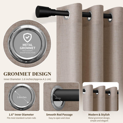 Oatmeal Grommet Linen Curtains 120 Inches Long for Living Room (Oatmeal / 52"W x 120"L (Pack of 2))