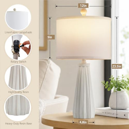 Rustic Bedside Table Lamps Set of 2