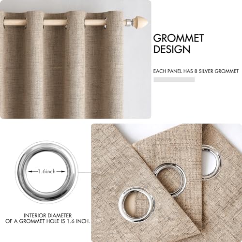 100% Blackout Linen Curtains for Bedroom 52x54 Inches Copper Brown (Copper Brown / 52"W x 54"L (Pack of 2))