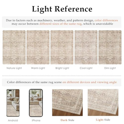 Beige Washable 2x5 Runner Rugs for Hallway Entryway (Retro | Beige / 2' x 5' (Runner))