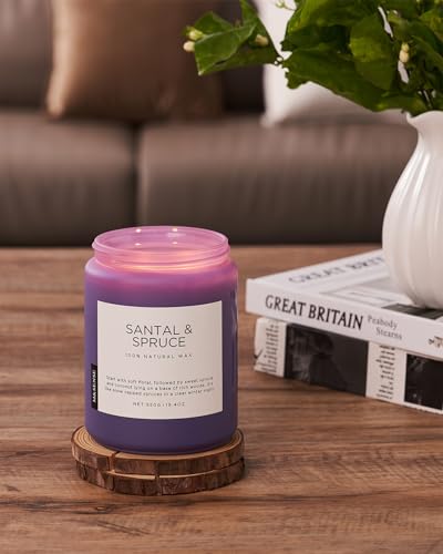 Santalspruce Scented Candle 19.4Oz Natural Soy Wax Non Toxic 110H (Large Jar / Santal Spruce)