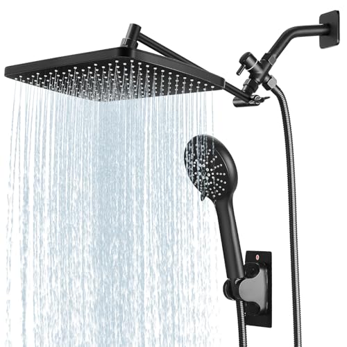 Shower Head with Handheld (A-Matte Black / Rectangular 12")