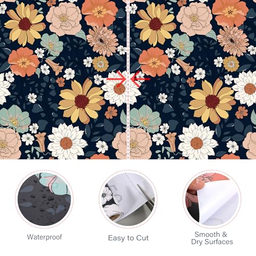 Vintage Floral Wallpaper Peel and Stick Boho Floral Contact Paper Flower Leaf Removable Self Adhesive