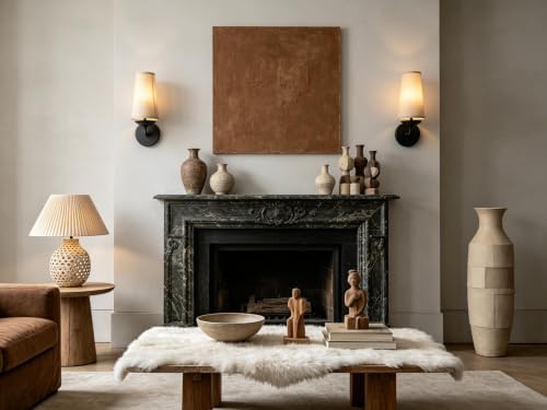 Vintage Wall Sconces Hardwired Boho Brass Finished Wall Lamps with Natural Linen Fabric Lampshade