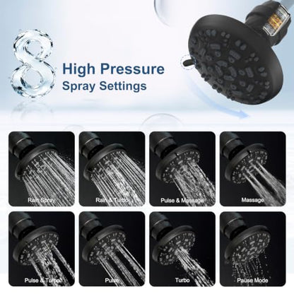 7'' Round High Pressure Filtered Rainfall Shower Head (Matte Black / 7 Inch)