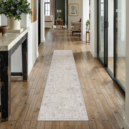Hallway Runner Rugs 2x8 Washable Rug Beige Grey (Beige Grey / 2' x 8' (Runner))
