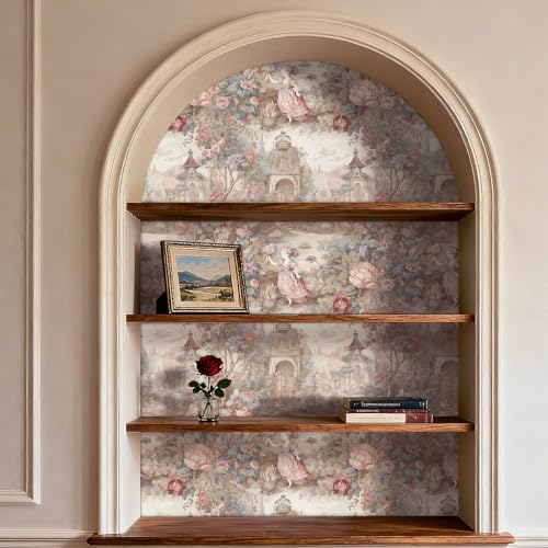 French Wallpaper Peel and Stick Vintage Cottage Core Floral Toile Wallpaper