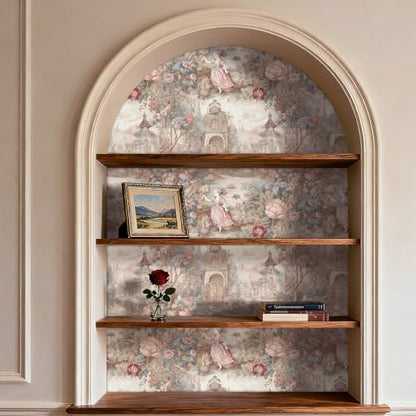 French Wallpaper Peel and Stick Vintage Cottage Core Floral Toile Wallpaper