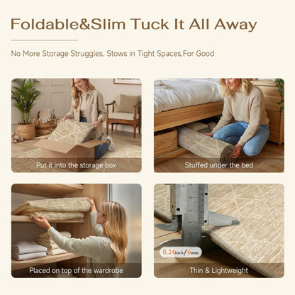 2x6 Runner Rugs Beige Washable Hallway Rug (L| Beige / 2' x 6' (Runner))