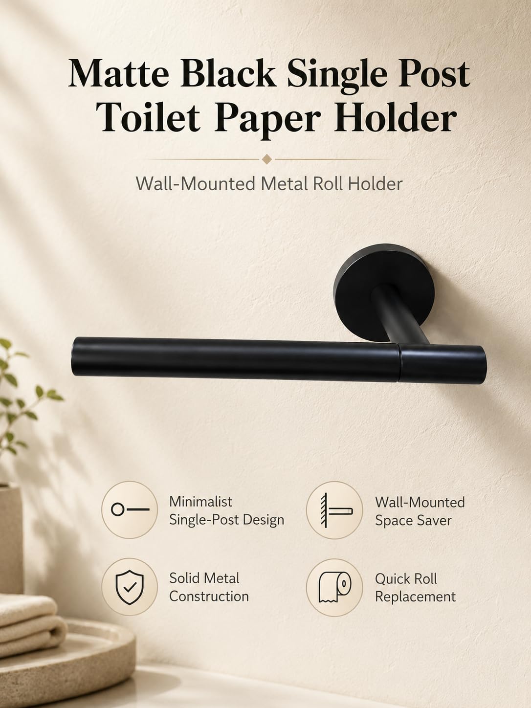Single Post Toilet Paper Holder (Black)