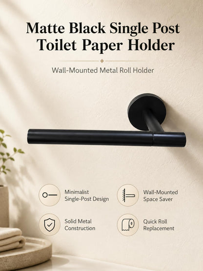 Single Post Toilet Paper Holder (Black)