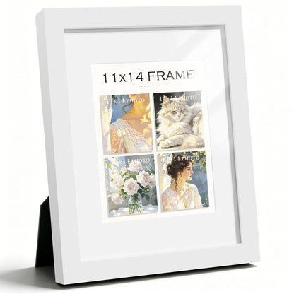 11x14 White Wooden Picture Frame (White Frame White Mat / 11x14)