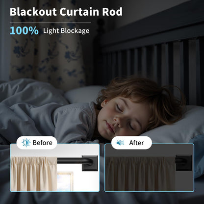 Black Curtain Rods for Windows 66 (Black / 66"-184")