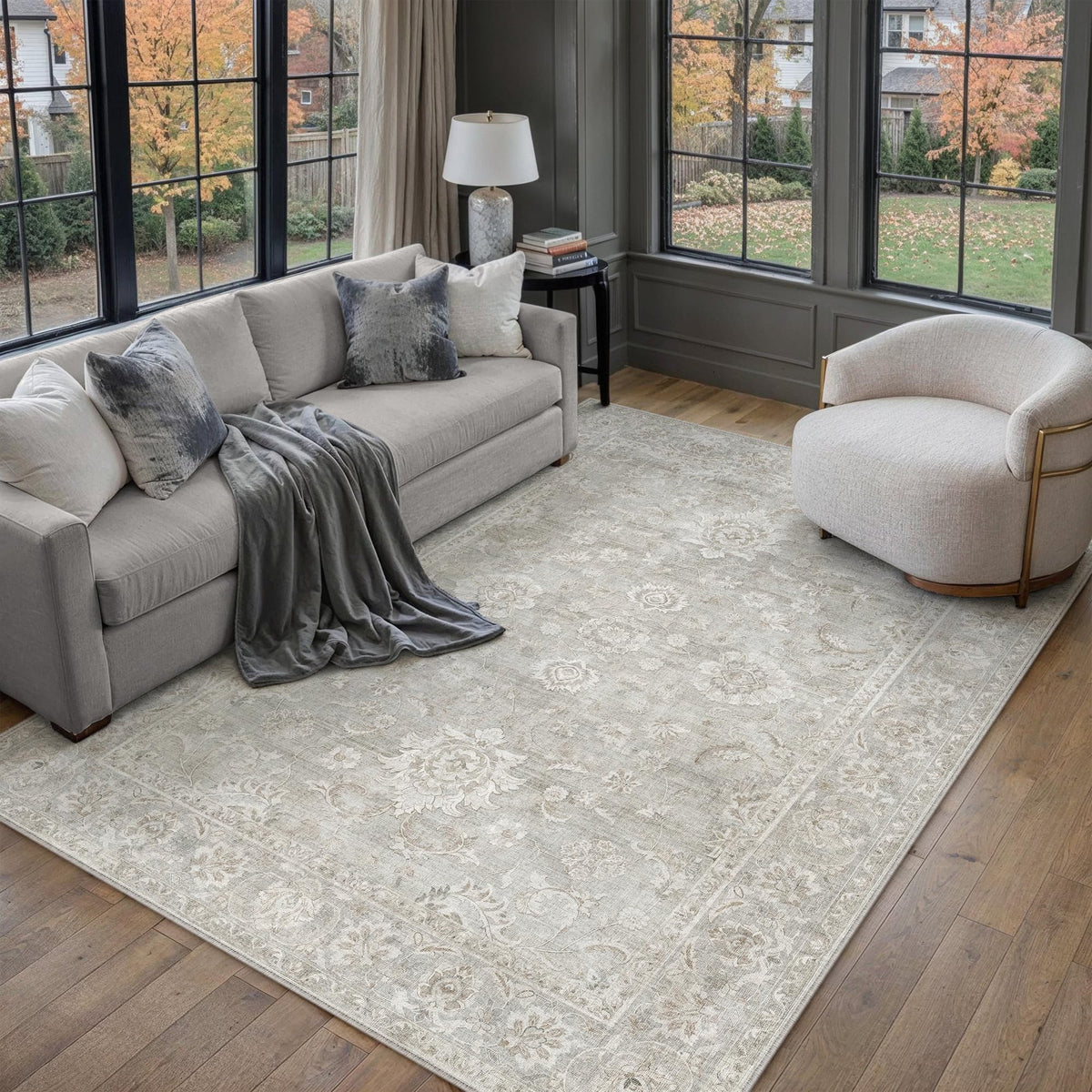 6x9 Grey Neutral Area Rug (Grey / 6' x 9' (Rectangular))