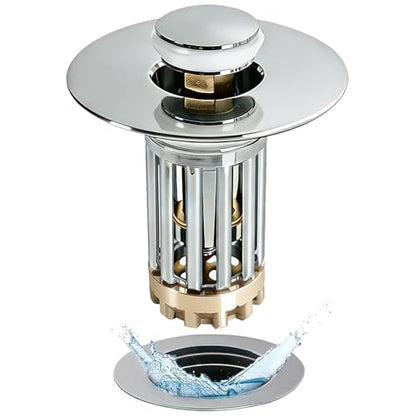 Bathroom Sink Drain Strainer (Chrome Silver)