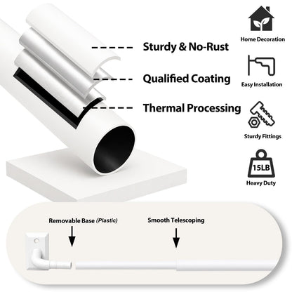 French Door Curtain Rod 2 Pack 8 to 12 Inch (White / 8-12"(2 Pack))