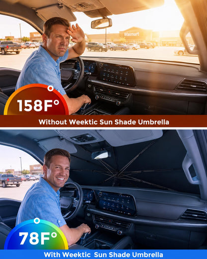 2026 Upgraded] Weektic Windshield Sun Shade Umbrella for Tahoe