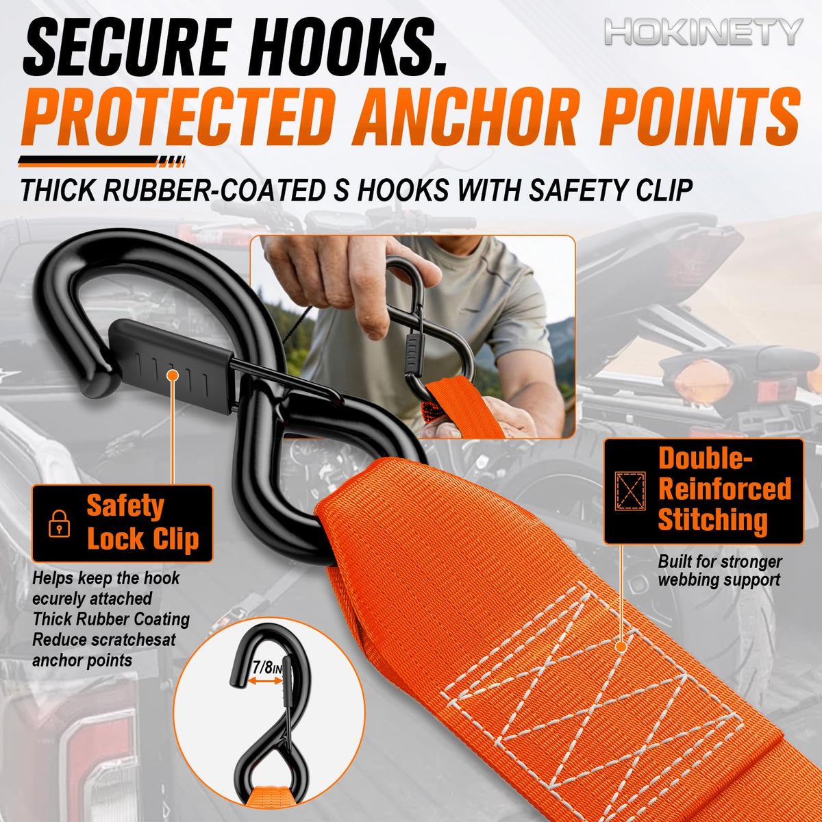 Retractable Ratchet Straps (Orange / 4PK)