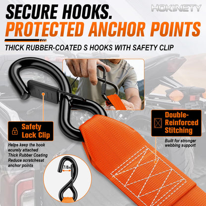 Retractable Ratchet Straps (Orange / 4PK)