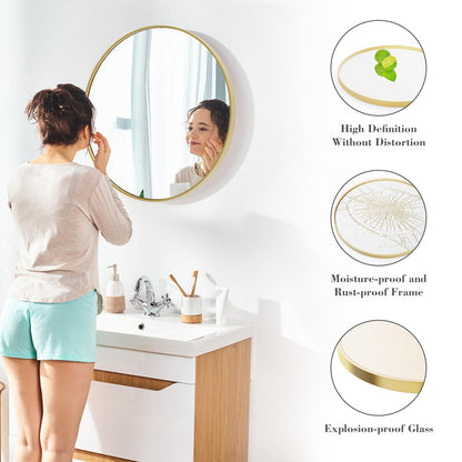 28 Inch Round Wall Mirror (Gold / 28"L x 28"W / Round)