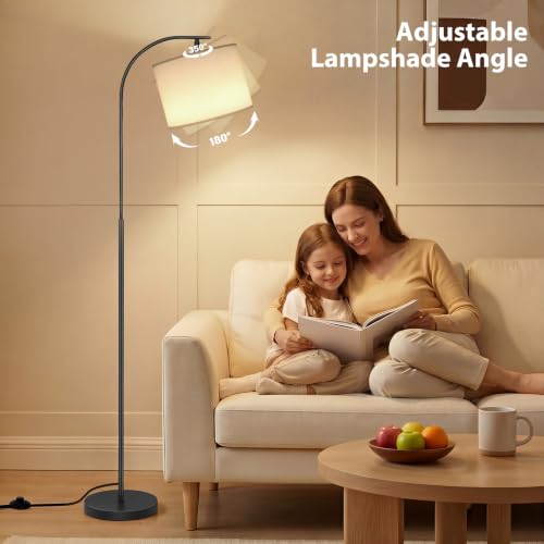Floor Lamp with Linen Shade (White)