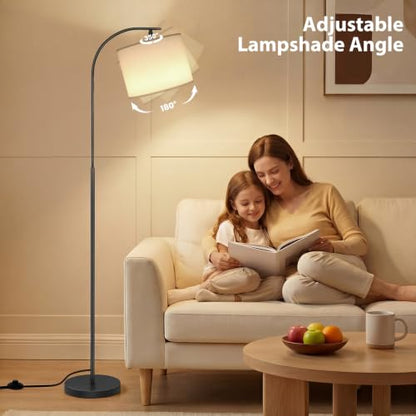 Floor Lamp with Linen Shade (White)