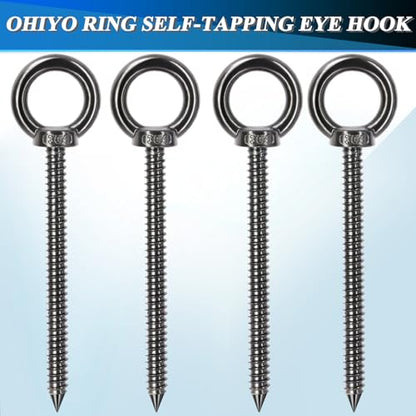 6.3 Inch Heavy Duty Eye Hooks M10 Self Tapping Eyelet Screws for Hammock Stand