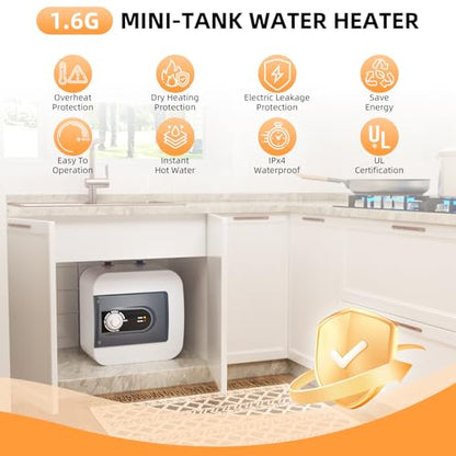 Electric Mini Tank Water Heater Under Sink Water Heater 1500W
