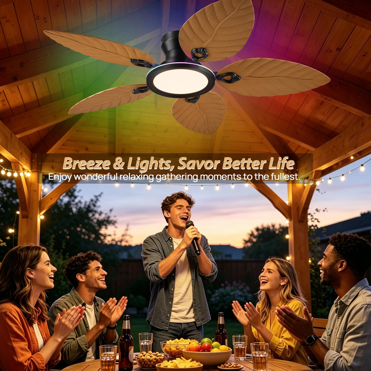 Ceiling Fans with Lights (Wood RGB)